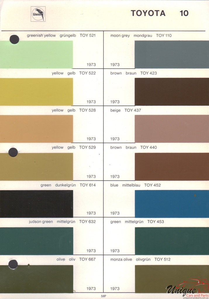 1973 Toyota Paint Charts Glasurit 7